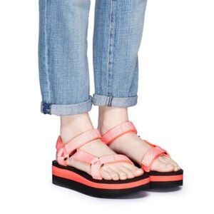 Teva coral candy striped Sandals